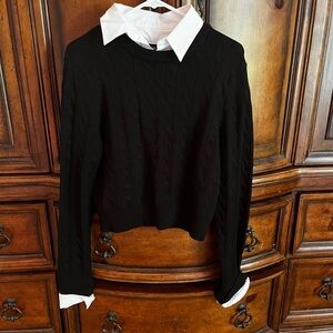Justify Black Crew Neck Crop Sweater with Classic Knit Design